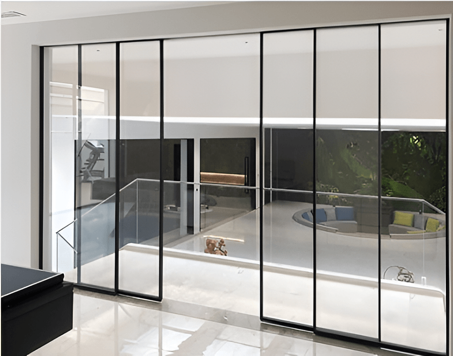 Cửa nhôm kính kéo ngang phân chia các khu vực